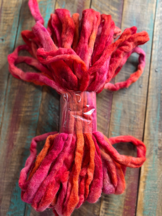 Merino Sparkle Roving-Rose Garden