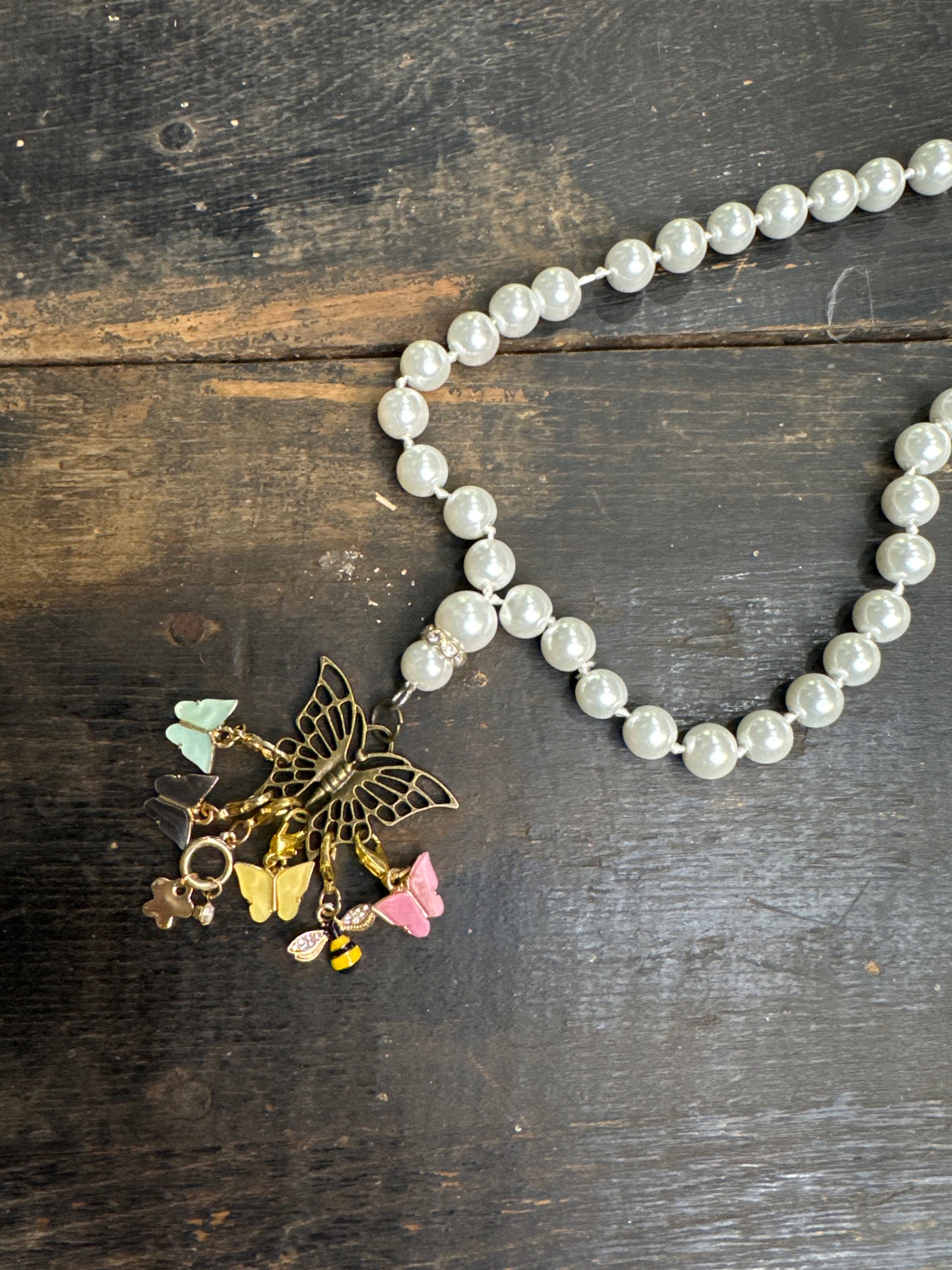 Necklace Stitch Marker-Pearl Butterfly
