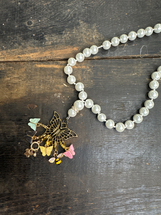 Necklace Stitch Marker-Pearl Butterfly