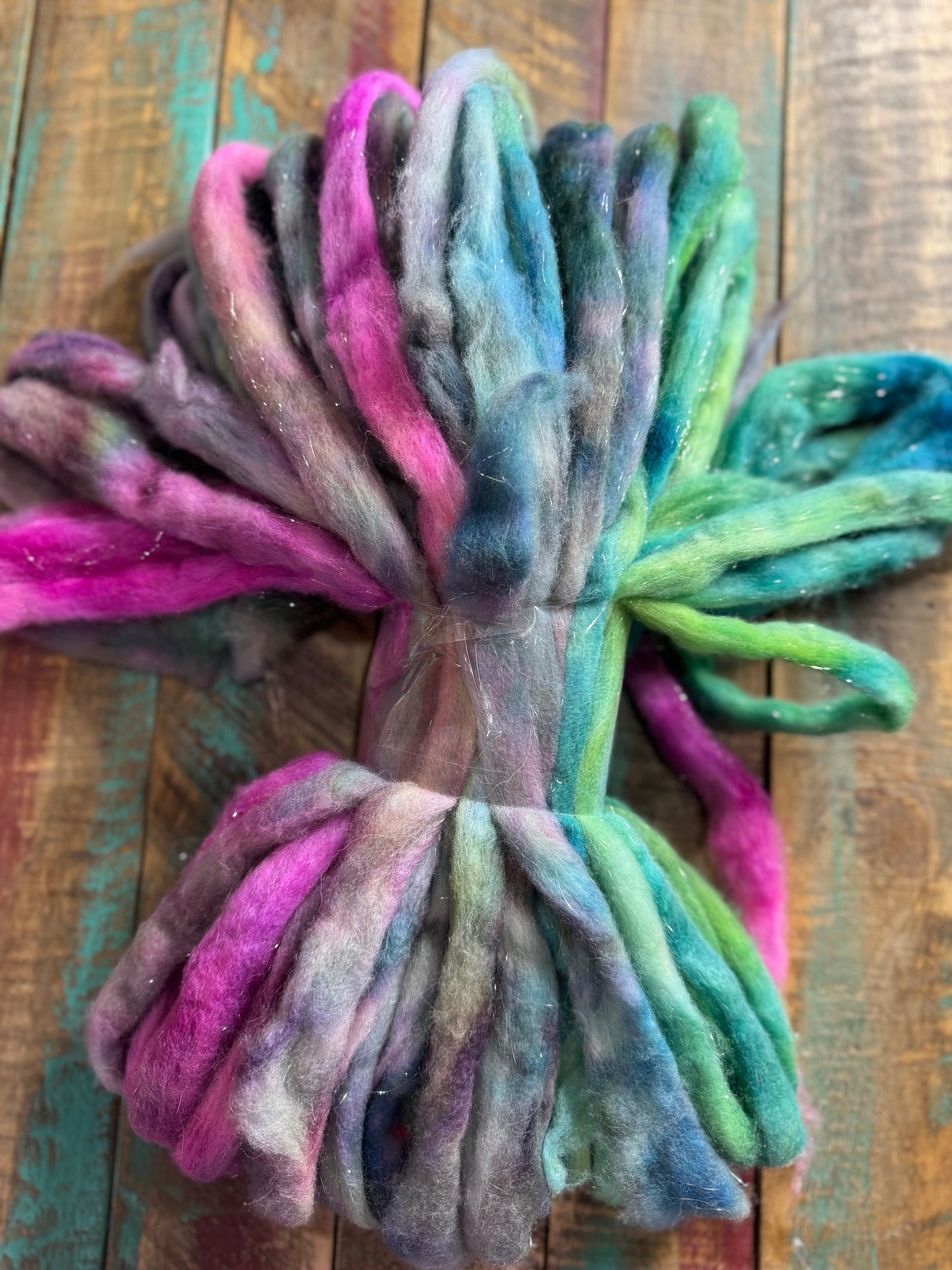 Merino Sparkle Roving-Mermaid Scales