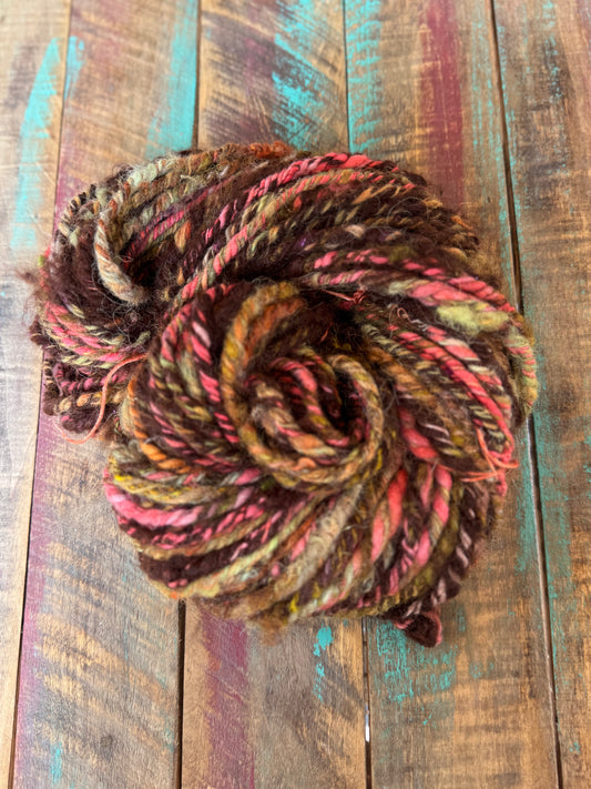 Hand Spun Bulky Alpaca Yarn-Seabiscuits Hibiscus