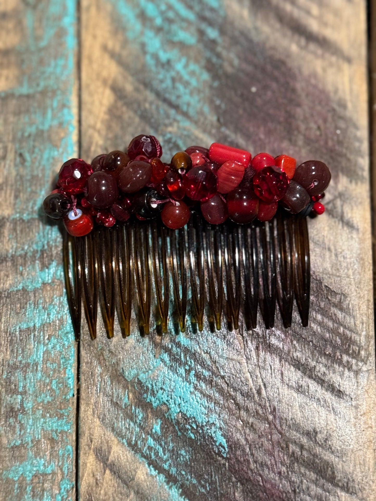 Luxe Handed beaded glass hair comb