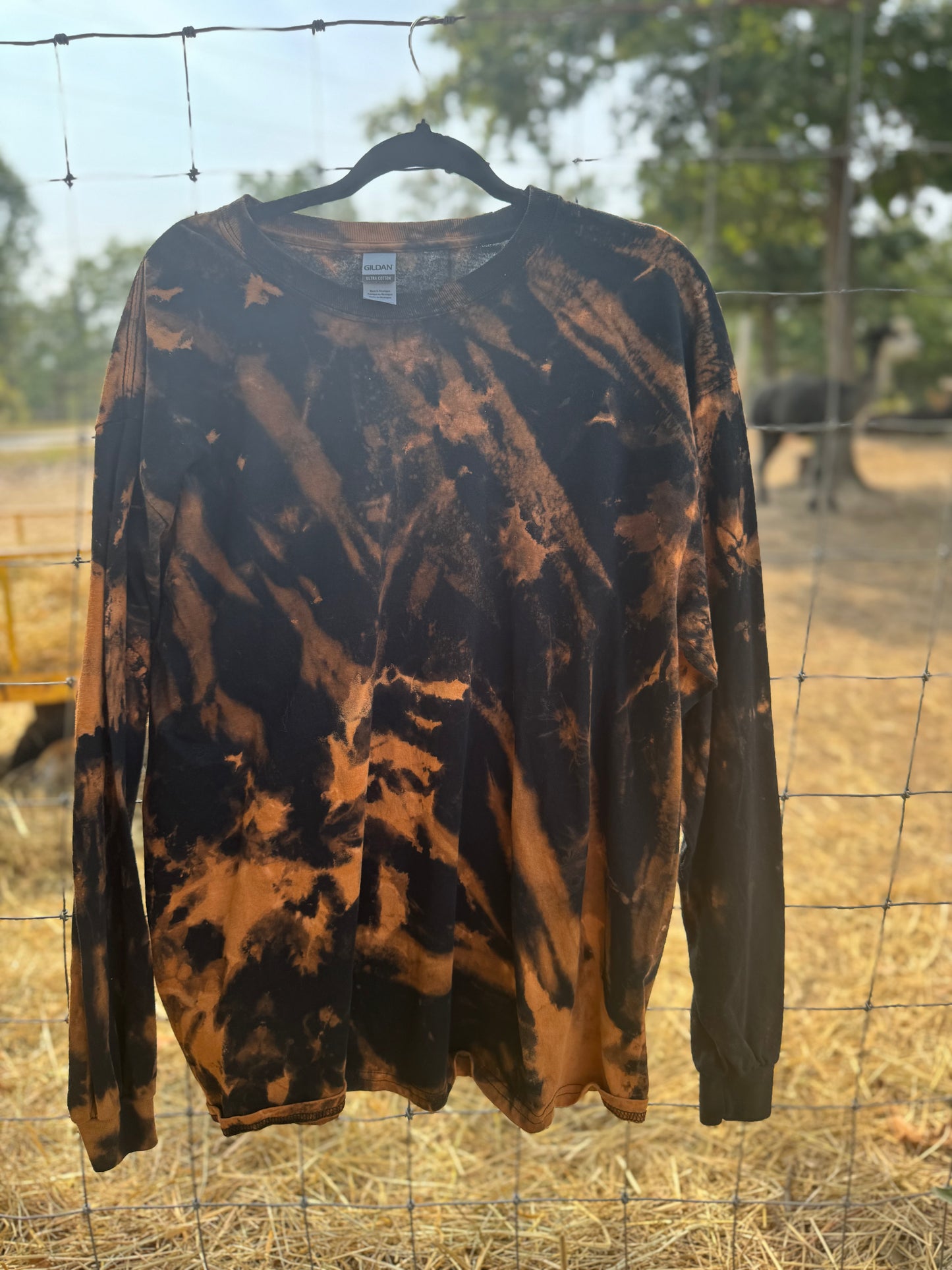Long Sleeve Bleach Dye Unisex Shirts-XL