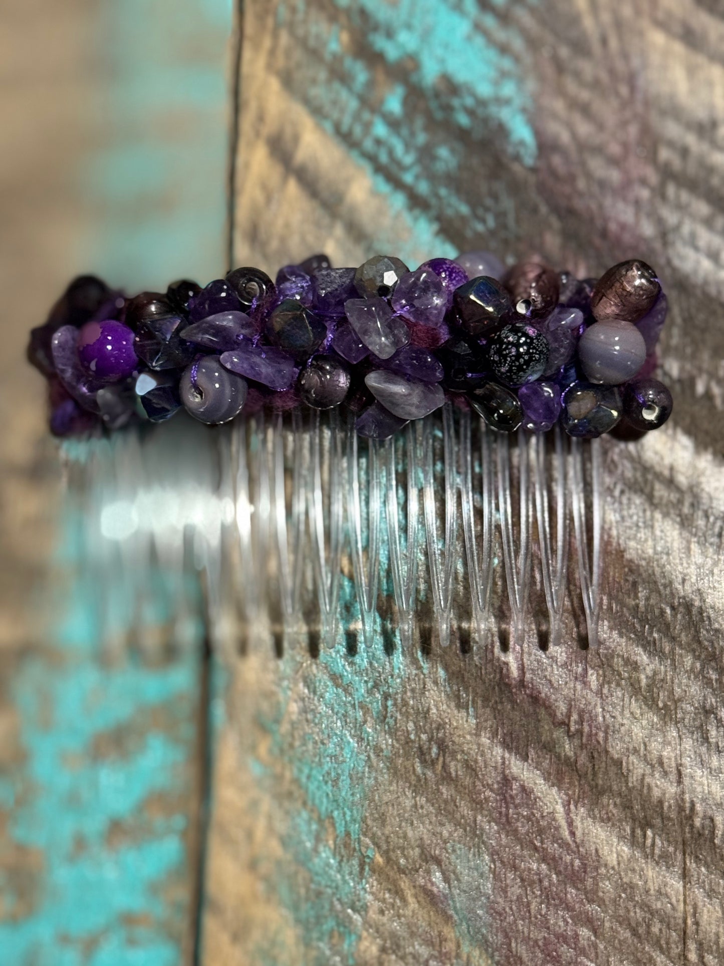 Luxe Handed beaded glass hair comb