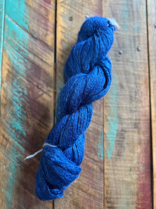 Handspun Light Fingering Tussah Silk-Cobalt
