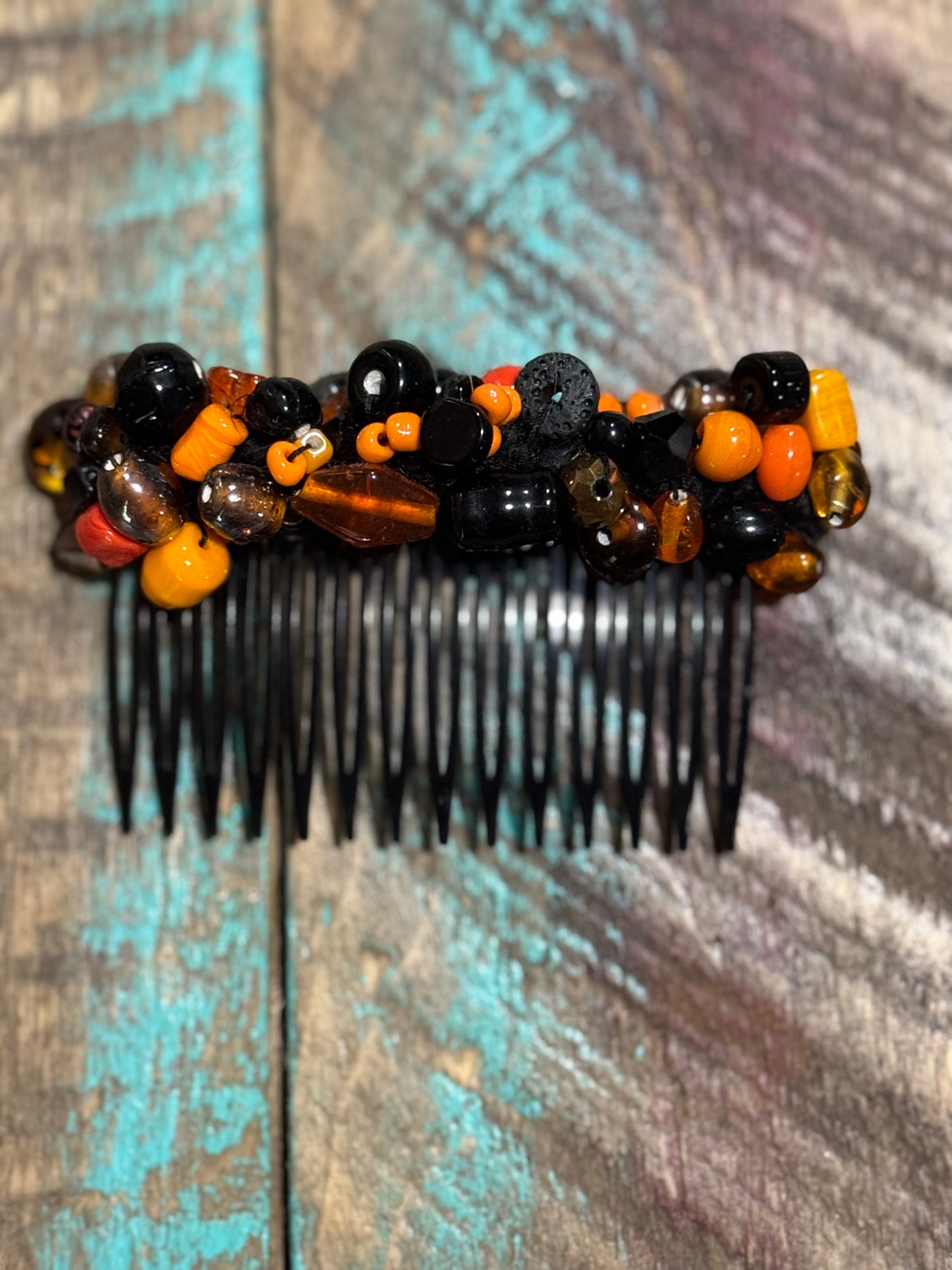Luxe Handed beaded glass hair comb