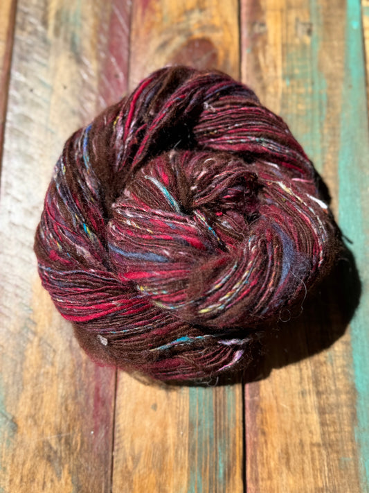 Hand spun single huacaya alpaca sari silk-Zorro