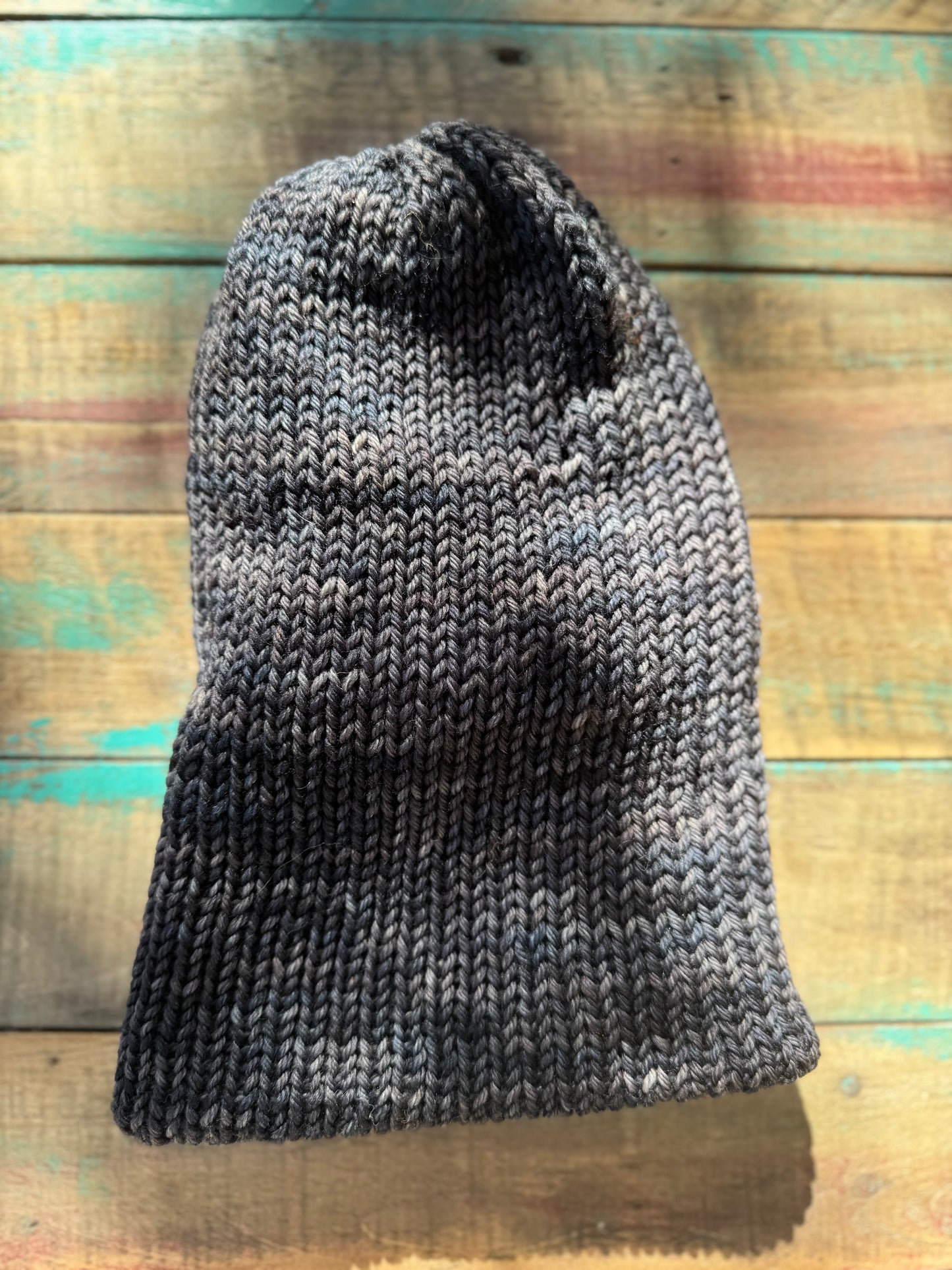 Double Knit Beanie-Slate Blue