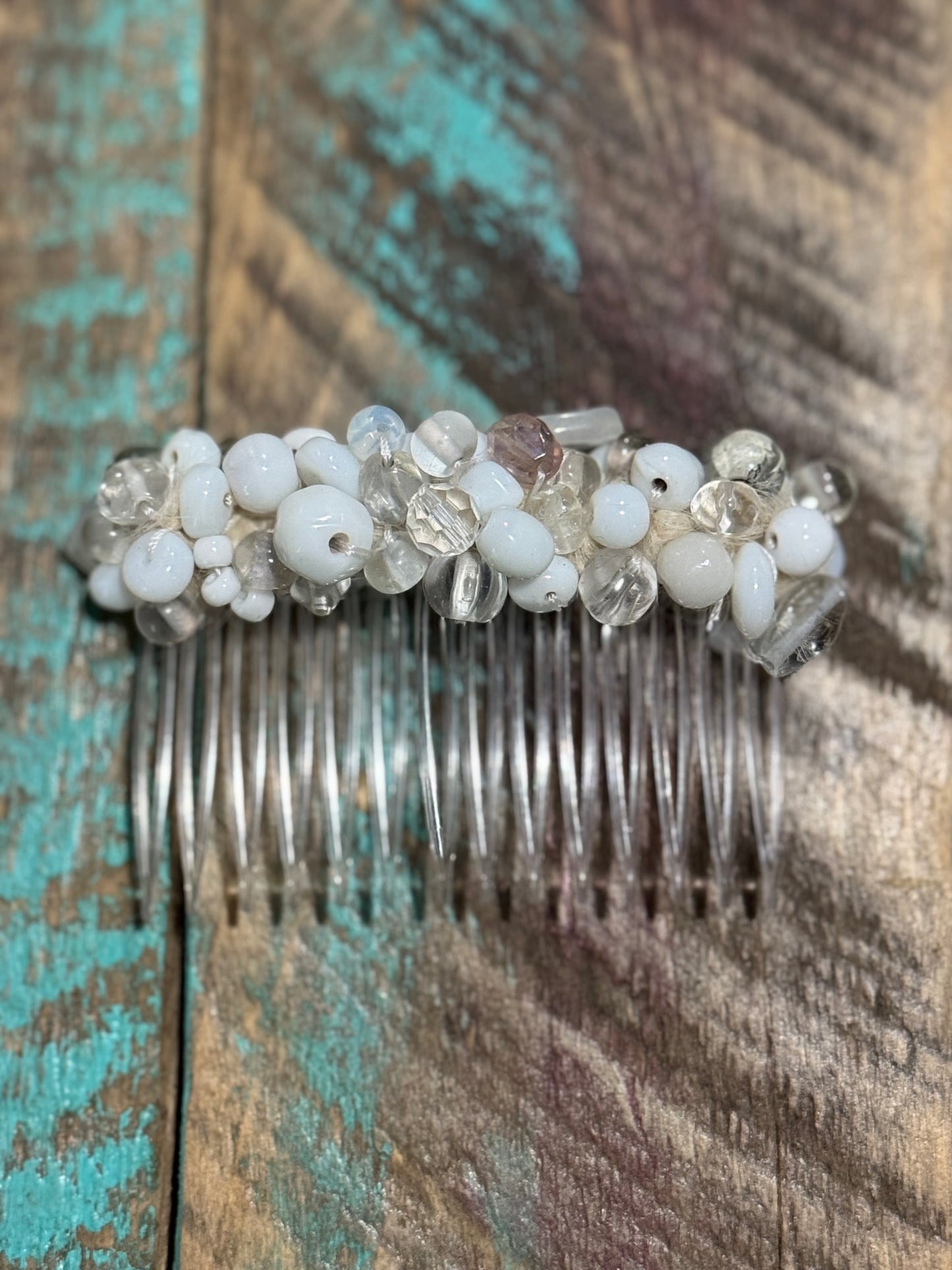 Luxe Handed beaded glass hair comb