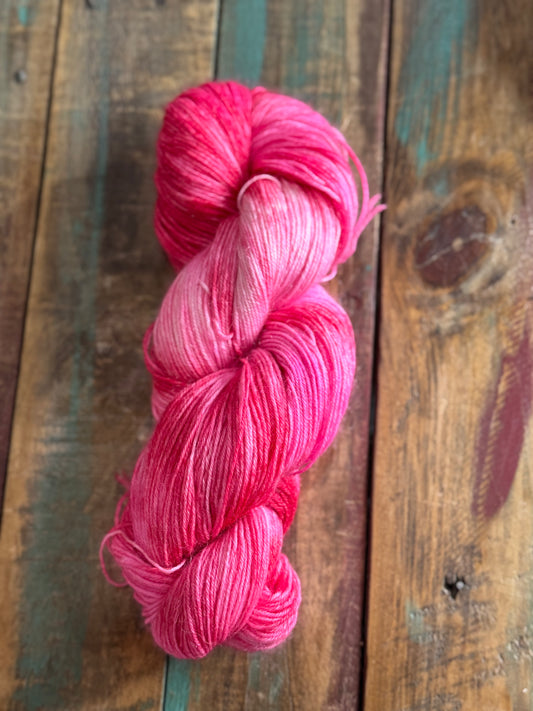 Fingering Superwash Wool Kid Mohair Nylon-Pink Rose