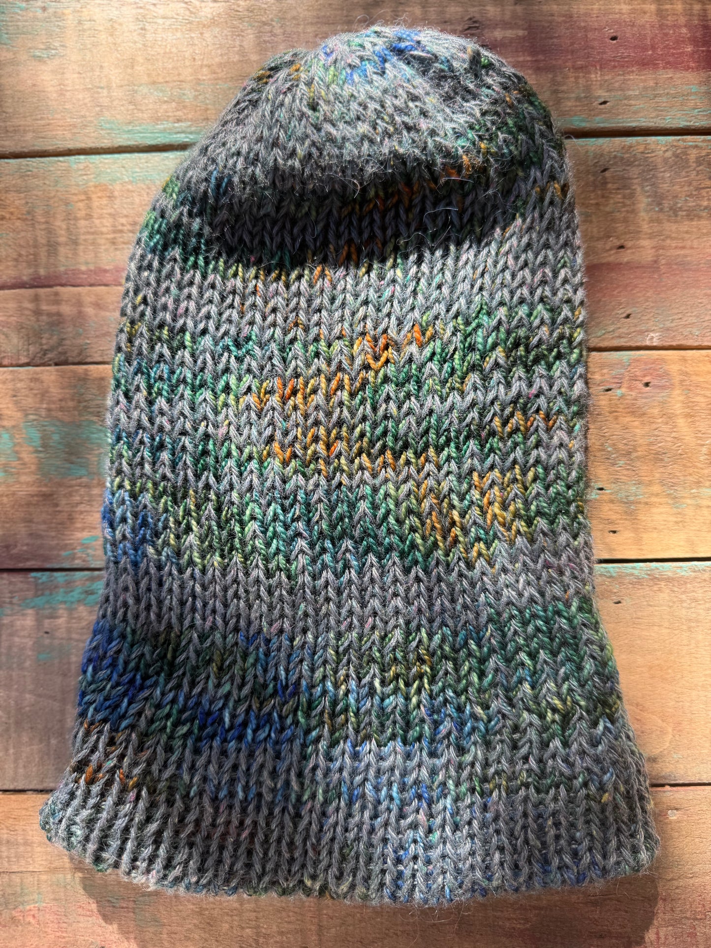 Double Knit Beanie-Denim Foilage