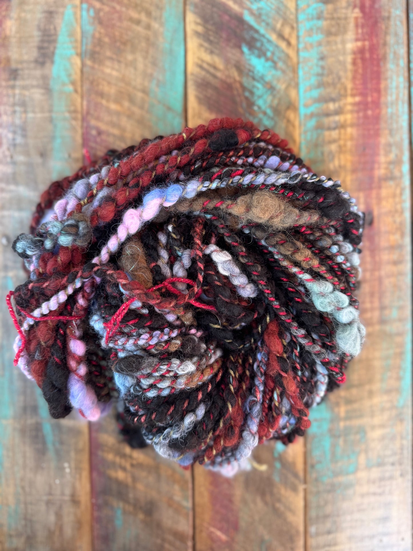 Hand Spun Coil Alpaca Acrylic Sparkle-Rustic