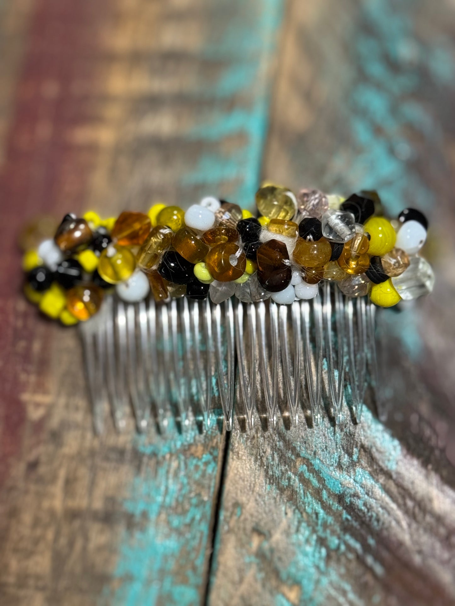 Luxe Handed beaded glass hair comb
