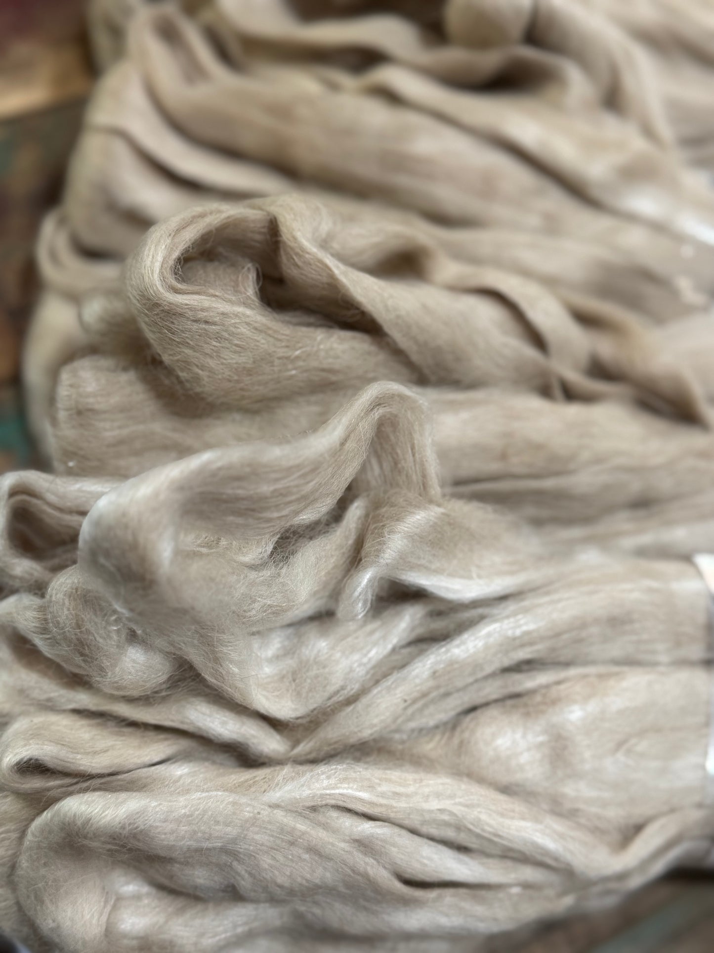 Suri Alpaca Tencel Roving-Beige