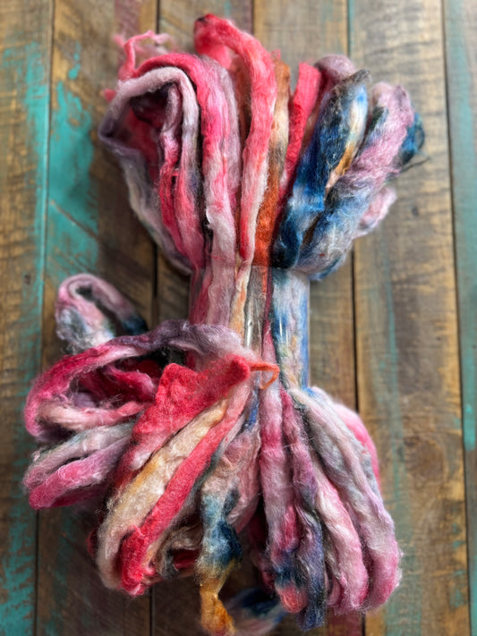 Alpaca Mohair Flax Linen Peace Silk Roving-Western Sky