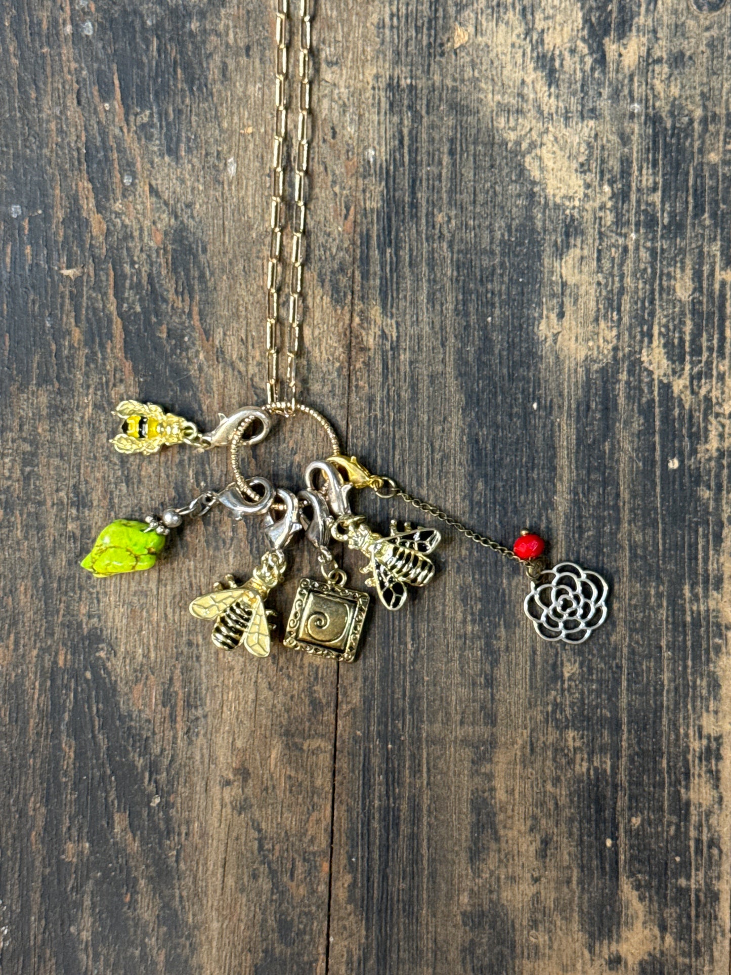 Necklace Stitch Marker Gold Chain-Pollinator Flower
