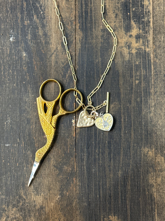 Necklace Shears-Gold Stork Chain