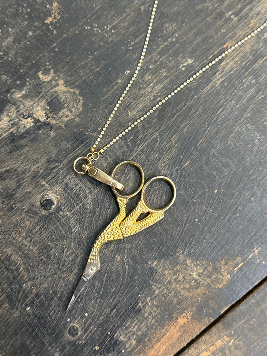 Necklace Shears Gold Stork-Gold Scissor Diamond Chain
