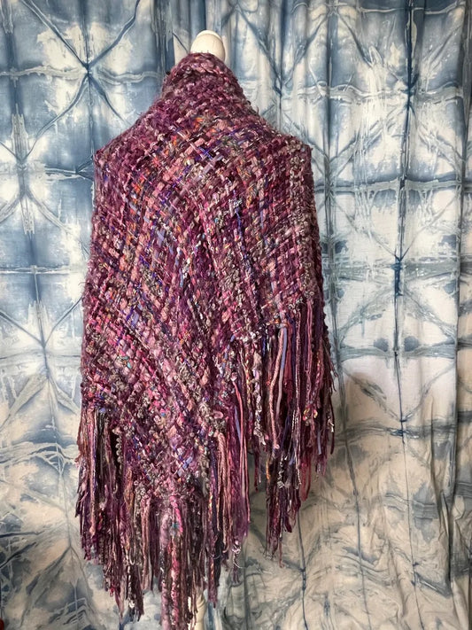 Hand Woven Shawl-Pinks Purples