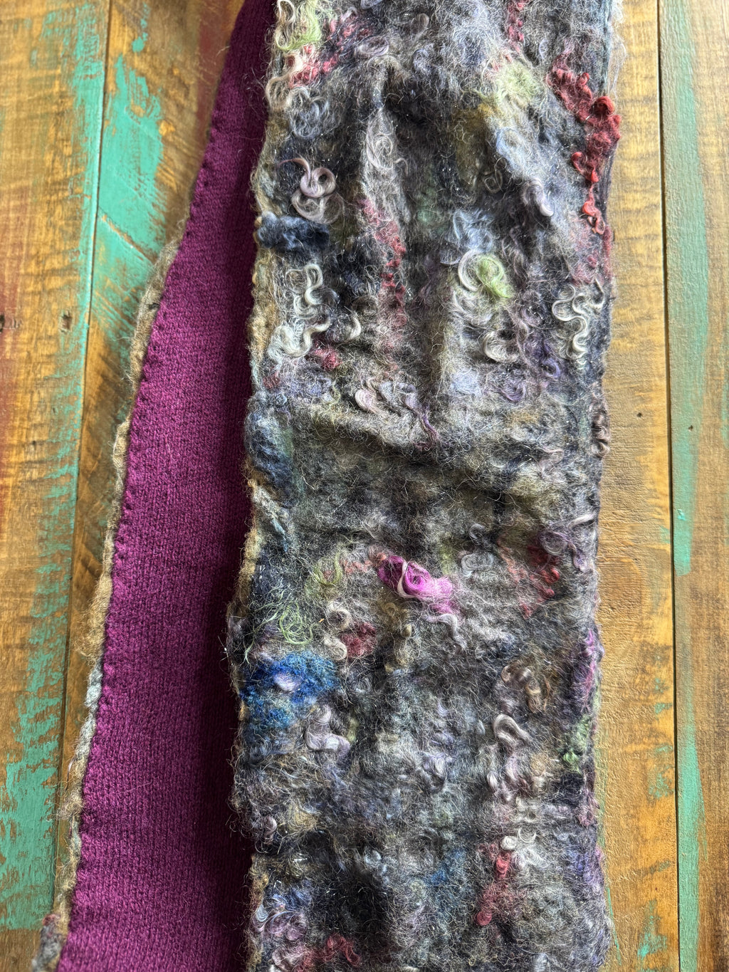Felted Alpaca Wool Mohair Cashmered Lined Scarf
