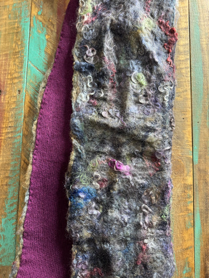 Felted Alpaca Wool Mohair Cashmered Lined Scarf