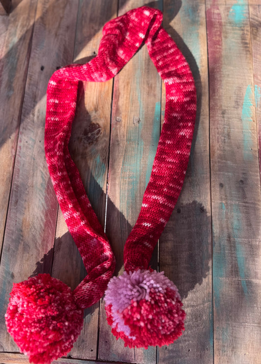 Double Knit Pom Scarf-Sweetheart