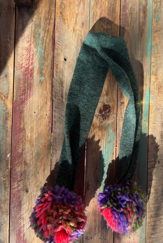 Double Knit Pom Scarf-Forest Blossom