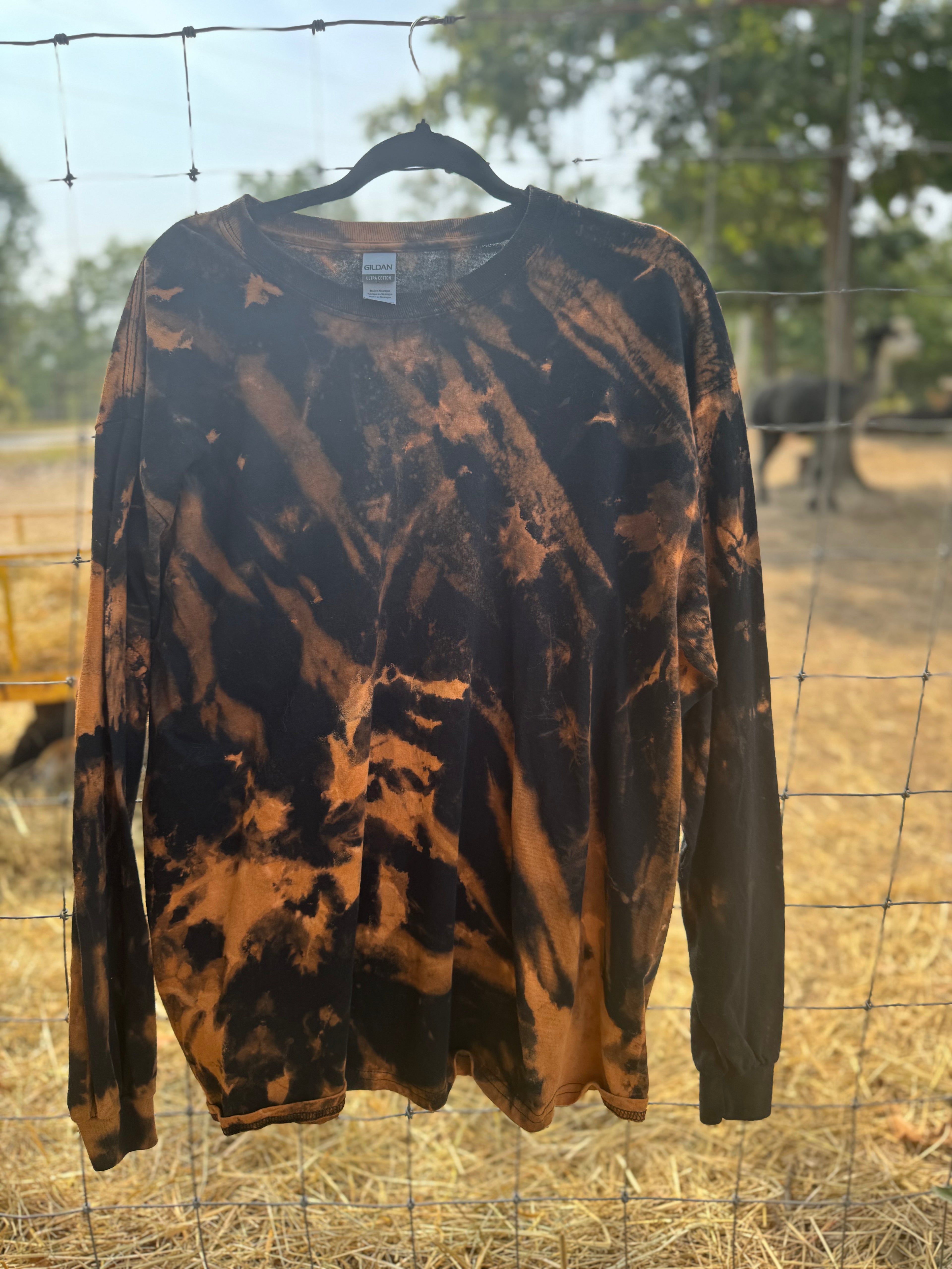 Long Sleeve Bleach Dye Unisex Shirts-XL