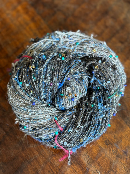 Hand Spun Alpaca Mohair Glass Beads-Sea Glass