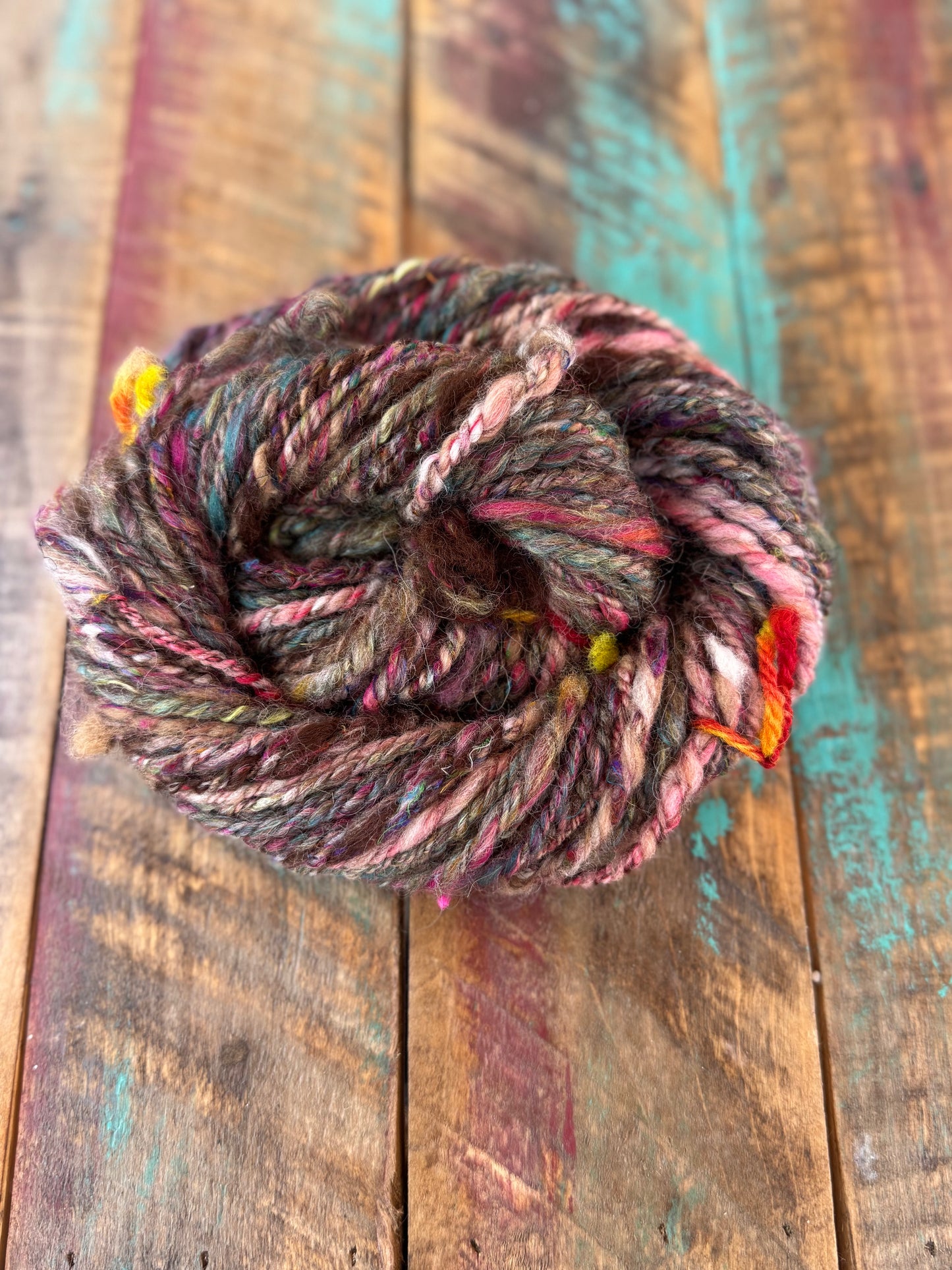 Hand Spun Huacaya Suri Camel Sari Silk-Desert Sky