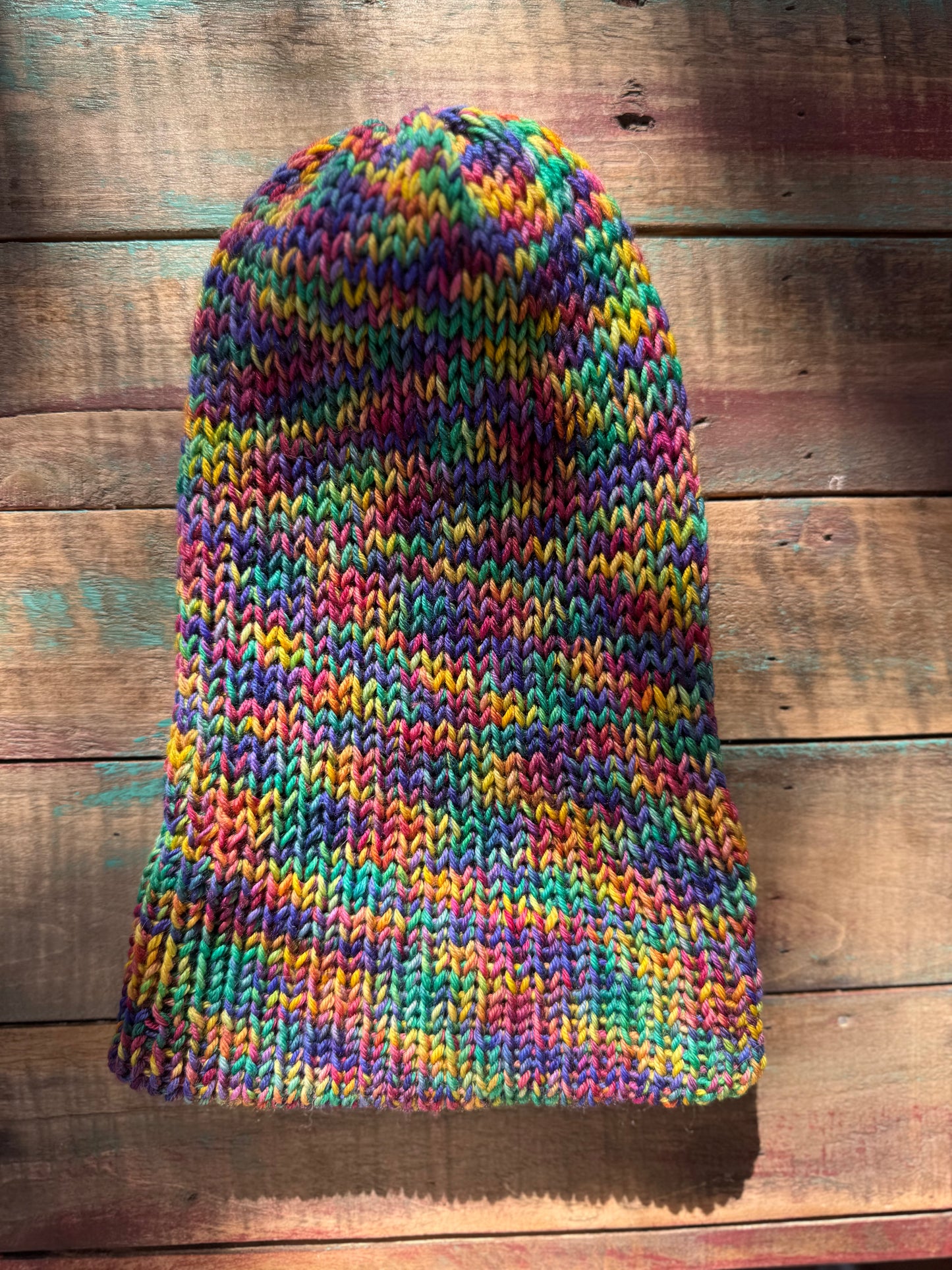 Double Knit Beanie-Zigzag Rainbow