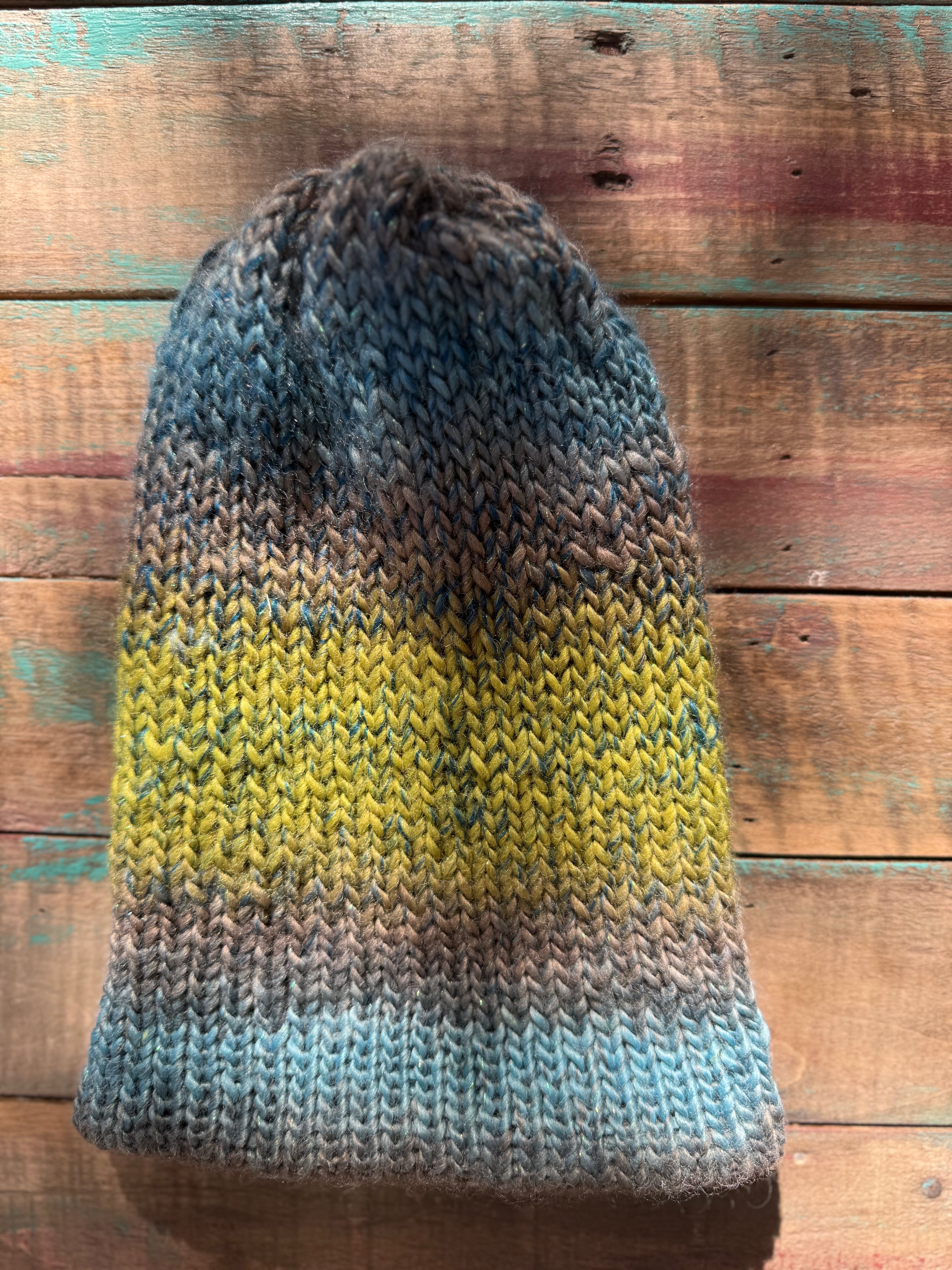 Double Knit Beanie-Teal Sparkle