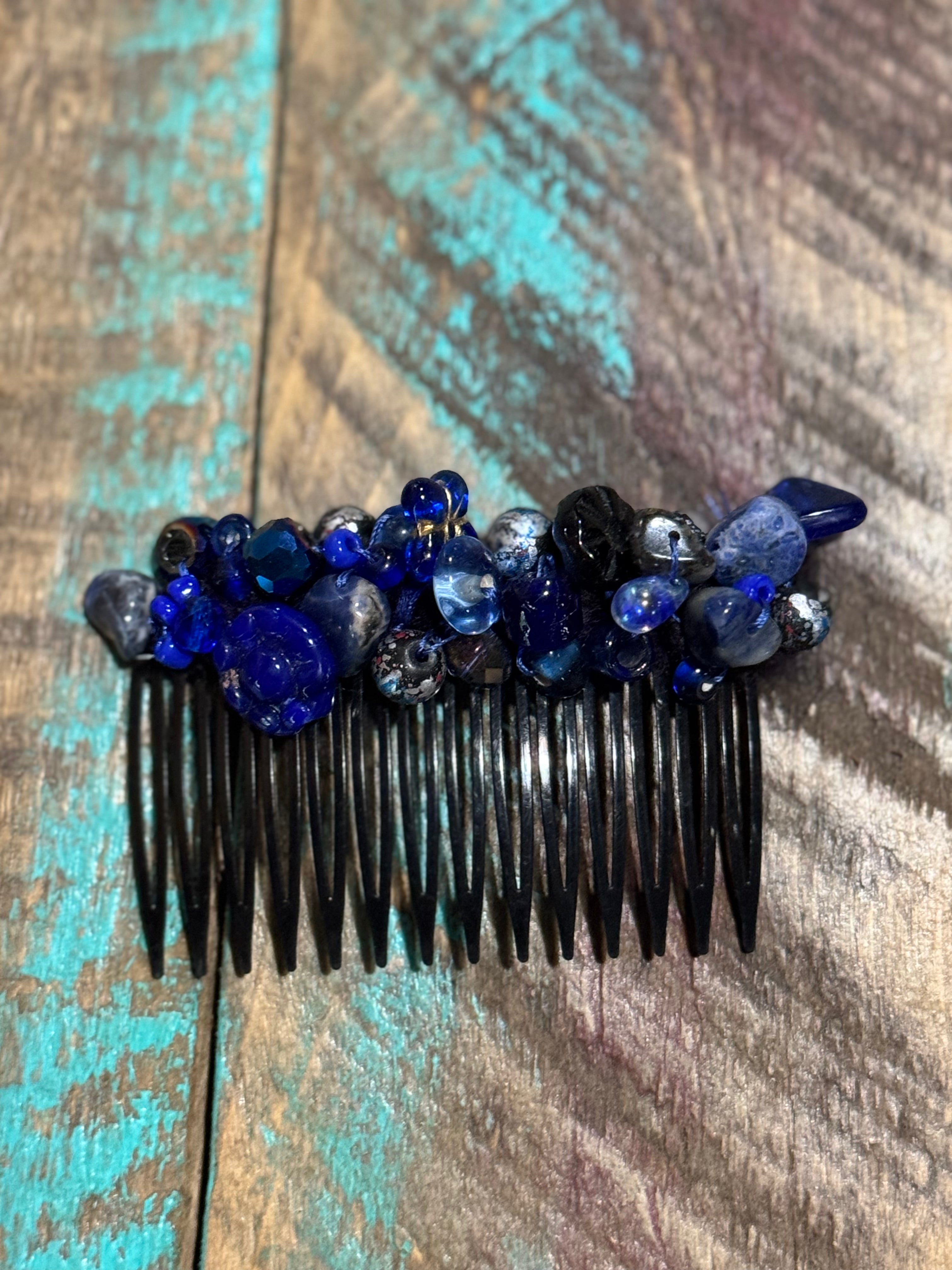 Luxe Handed beaded glass hair comb