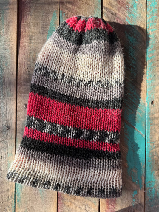 Knit Beanie-Red Mono Chrome