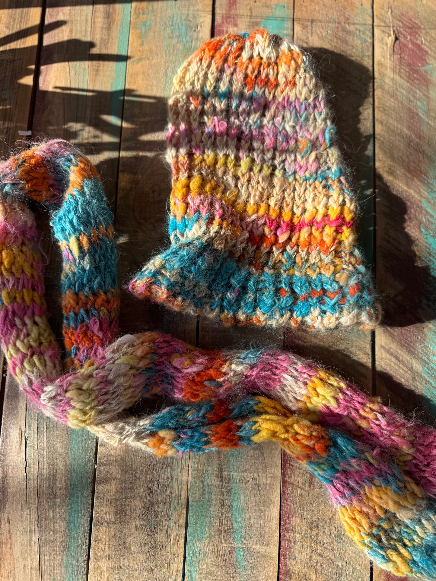 Childrens Alpaca Beanie Scarf Set-Big Ts Tutti Fruitti