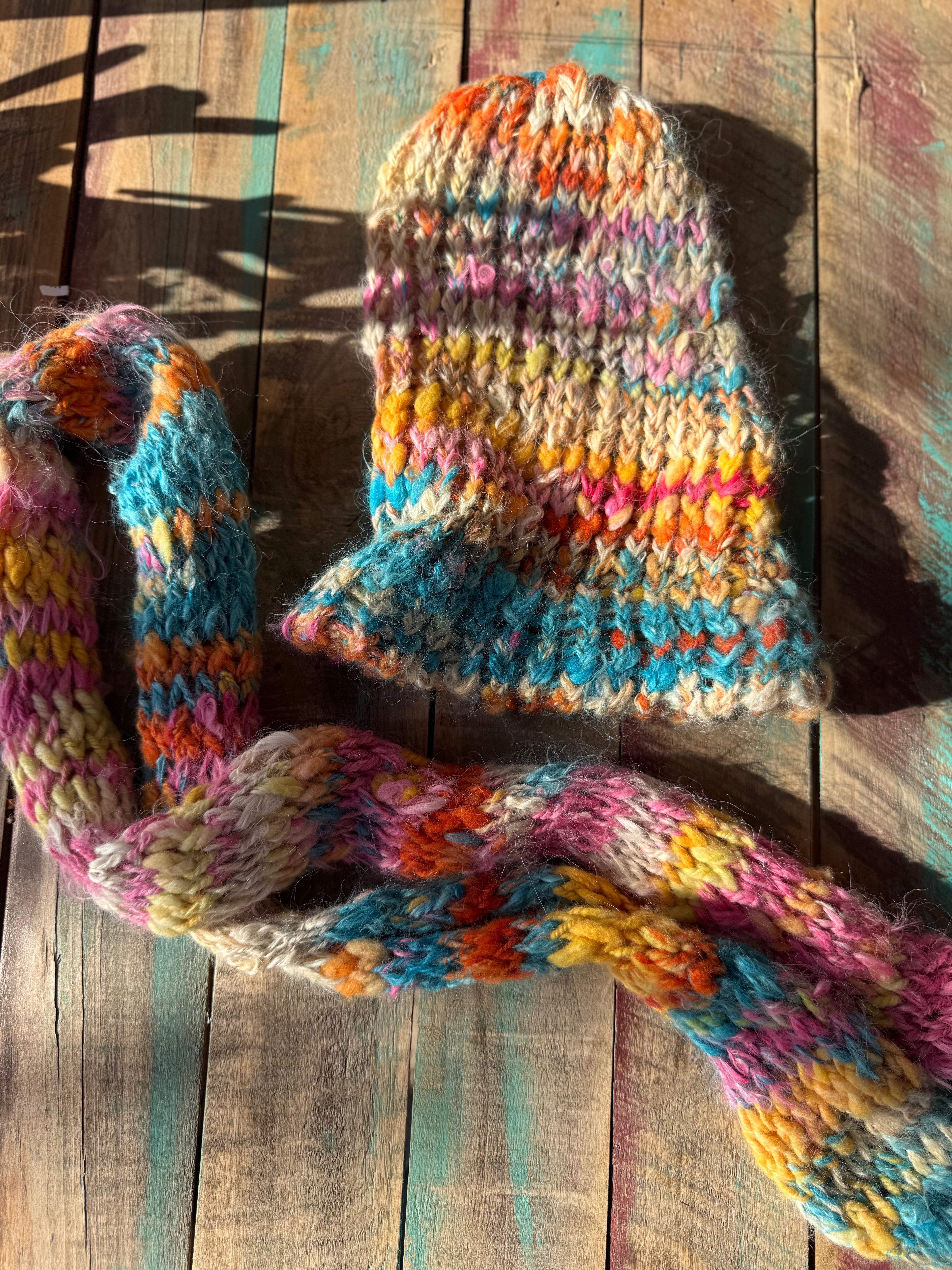 Childrens Alpaca Beanie Scarf Set-Big Ts Tutti Fruitti