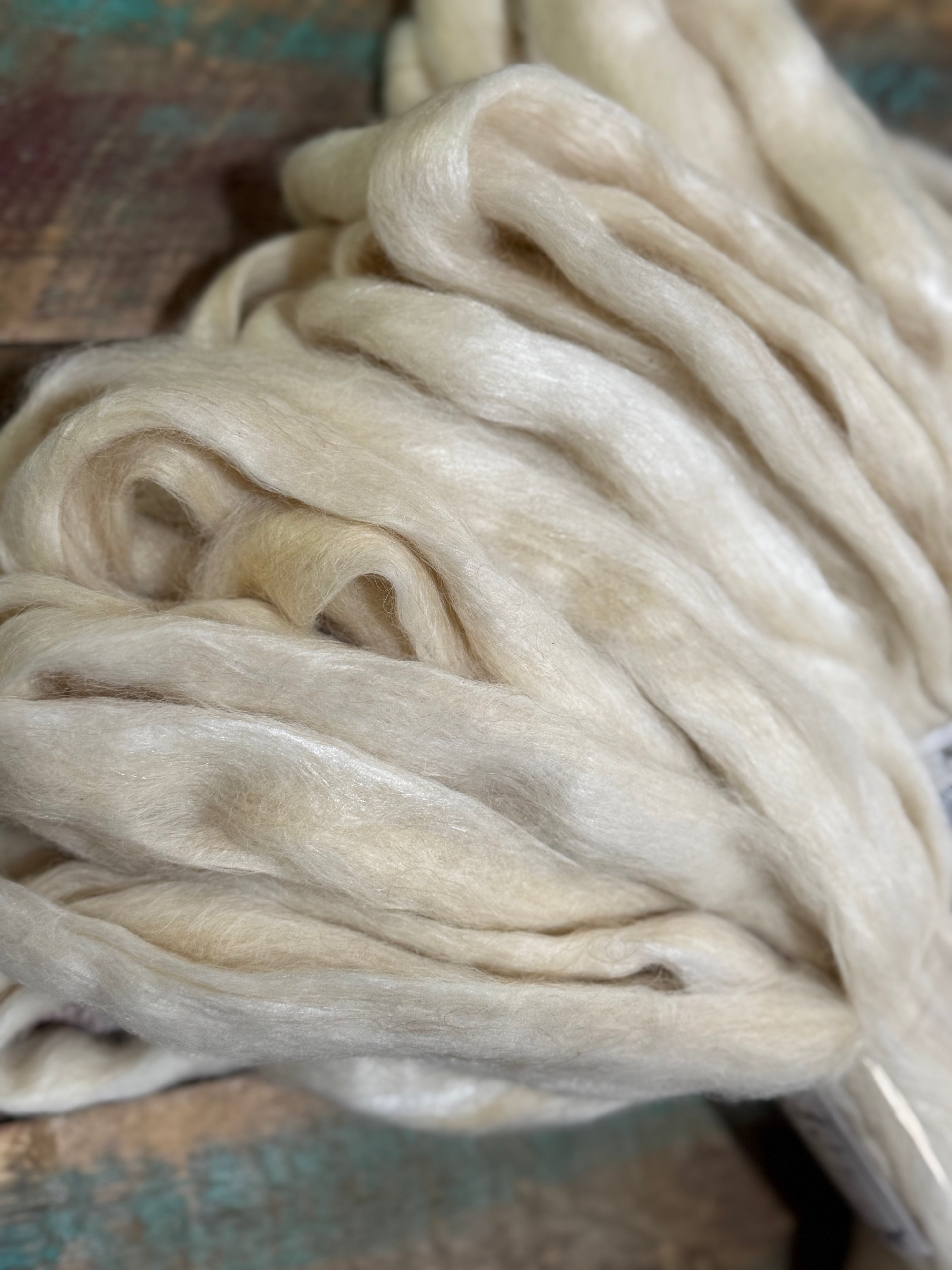 Suri Alpaca Tencel Roving-White