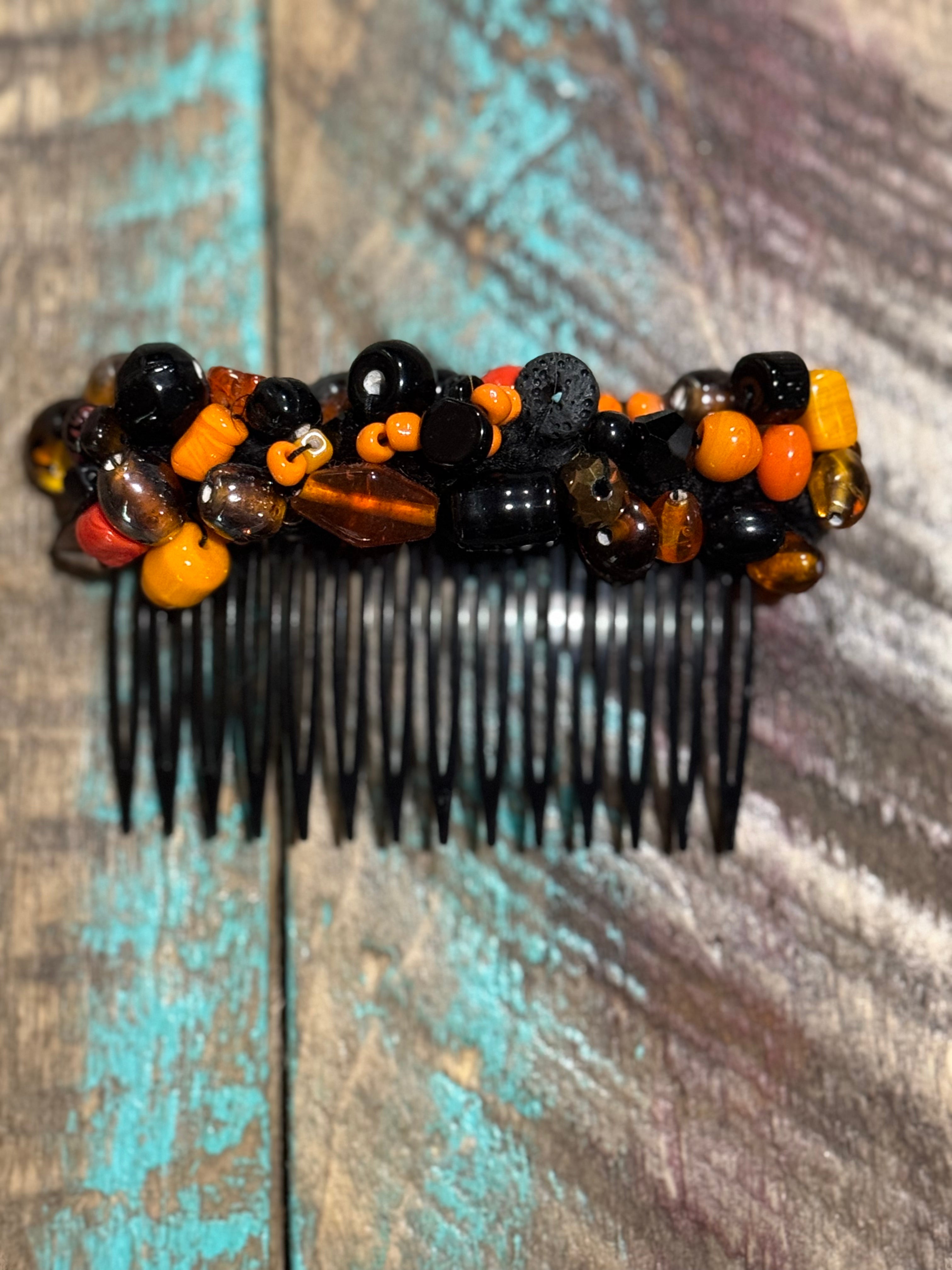 Luxe Handed beaded glass hair comb