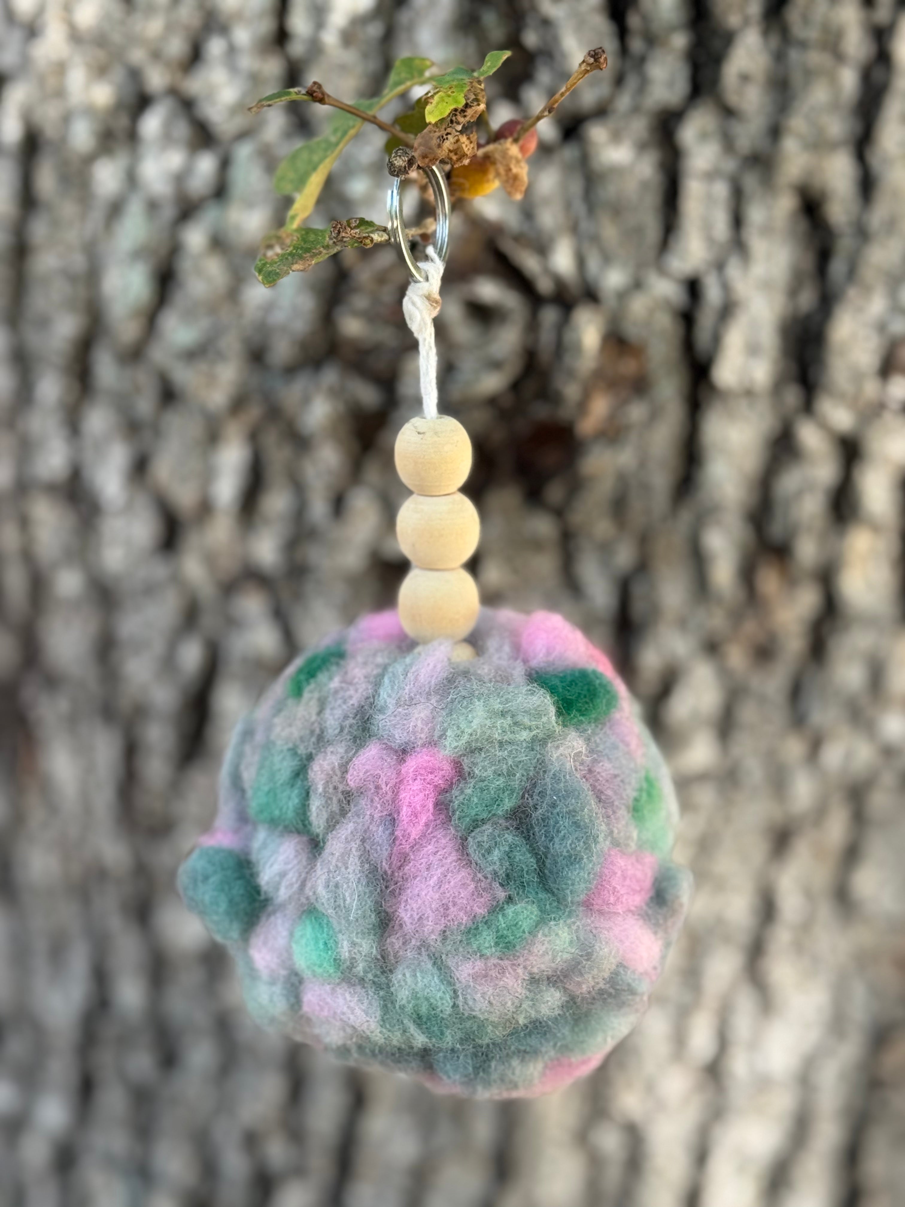 Key Chain Zipper Pull-Alpaca Fiber Pom
