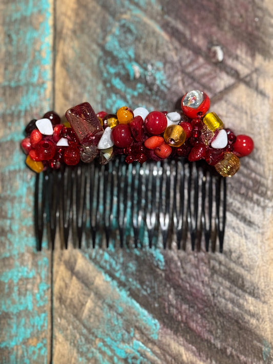 Luxe Handed beaded glass hair comb