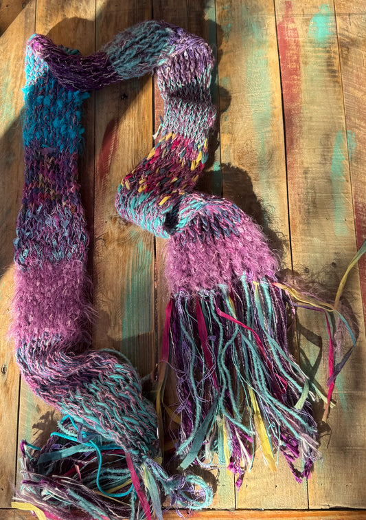 Knit Scarf-Purple Teal Boho