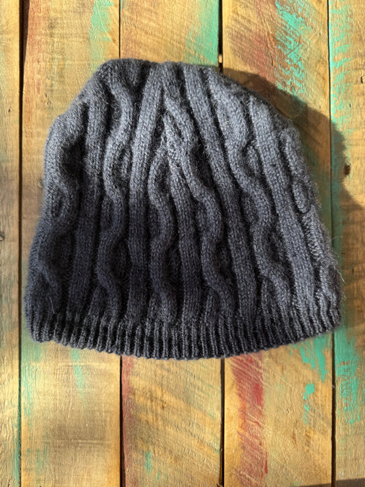 Adult Alpaca Cable Beanie-Blue