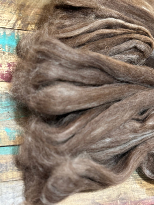 Suri Huacaya Alpaca Cashmere Roving-Medium Brown