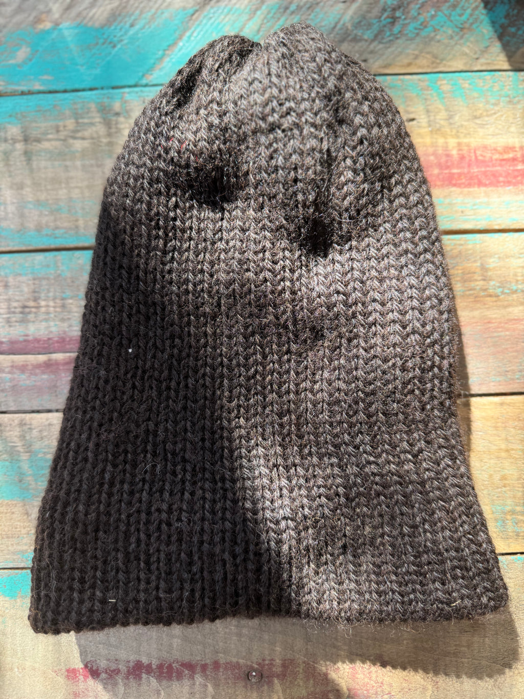 Double Knit Reversible Beanie-Purple Black