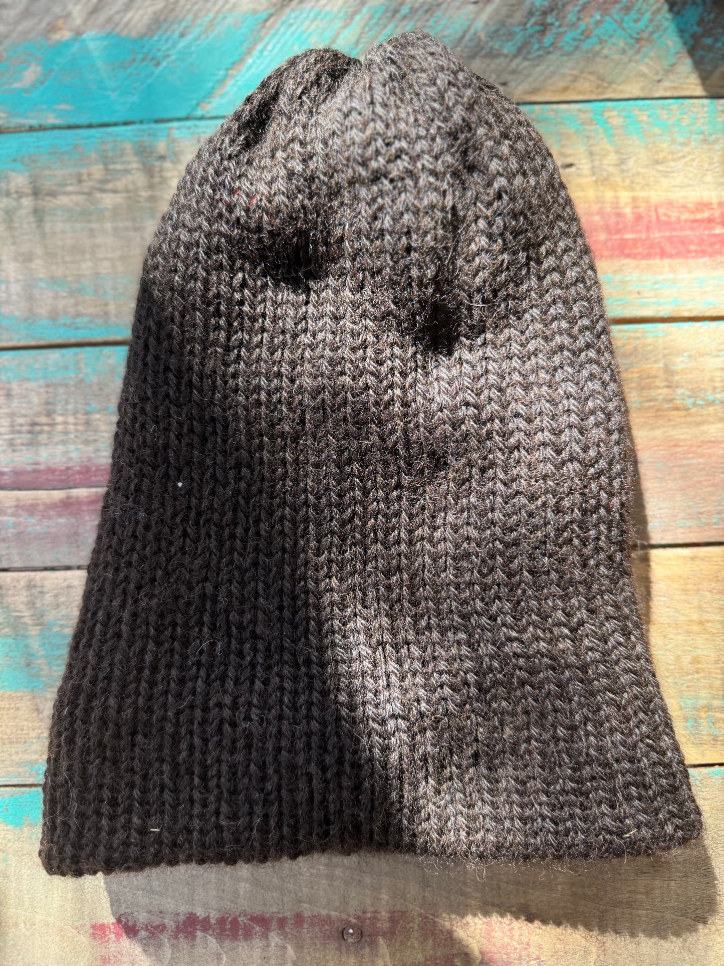 Double Knit Reversible Beanie-Purple Black