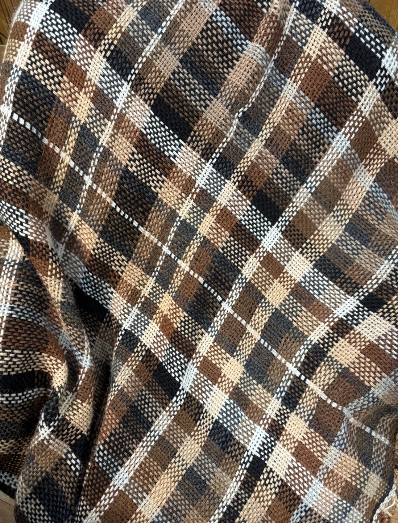 Hand Woven Alpaca Baby Blanket-Diamond Plaid