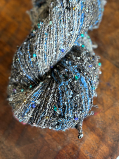 Hand Spun Alpaca Mohair Glass Beads-Sea Glass