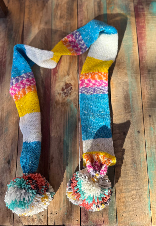 Double Knit Pom Scarf-Summertime