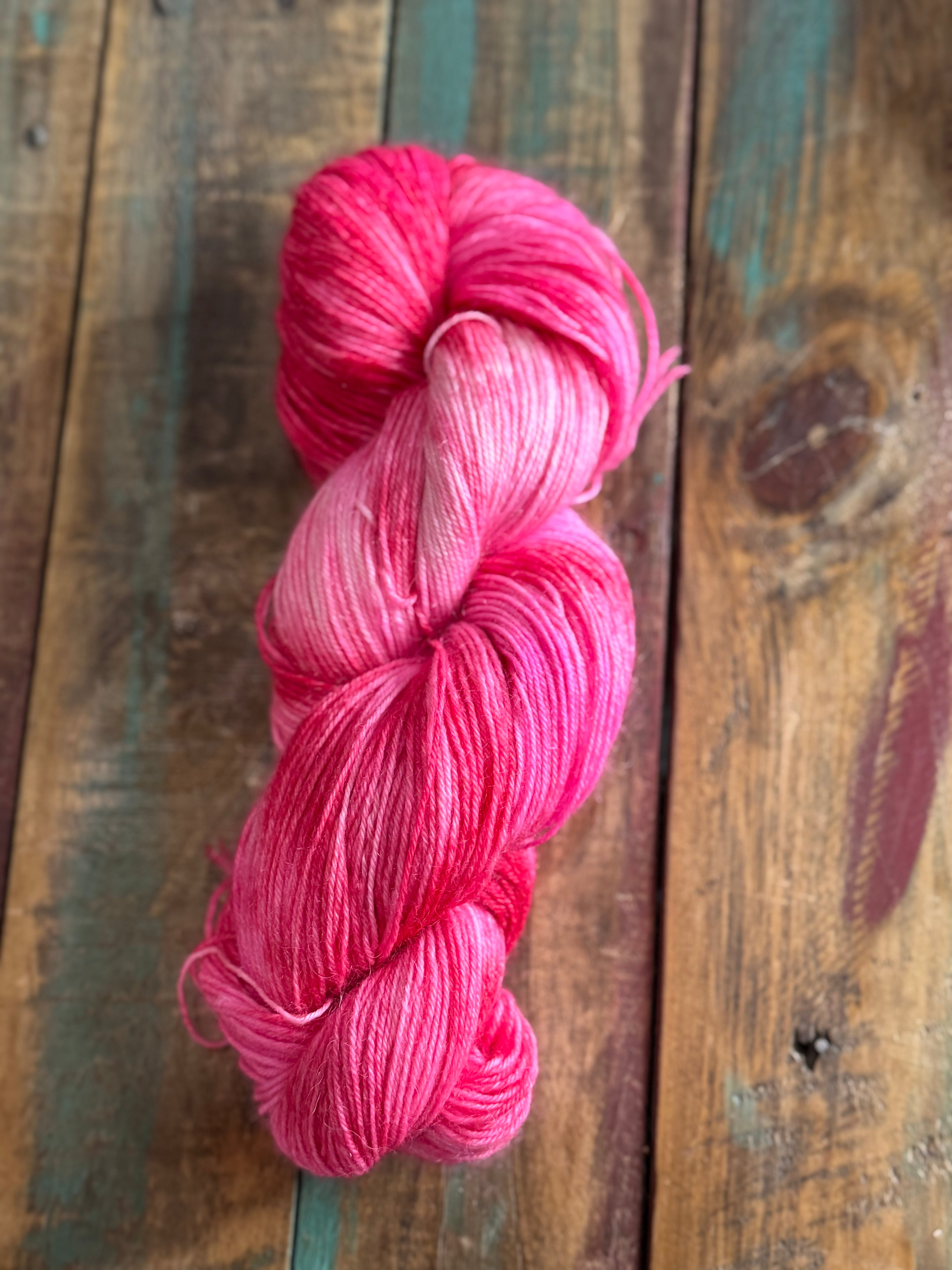 Fingering Superwash Wool Kid Mohair Nylon-Pink Rose