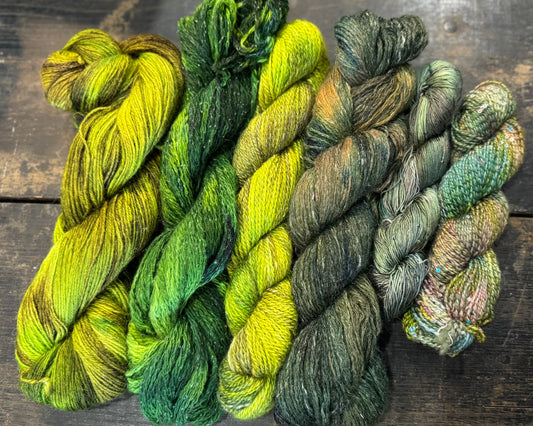 Homegrown Hand Dyed Luxury Yarn-Green Bundle